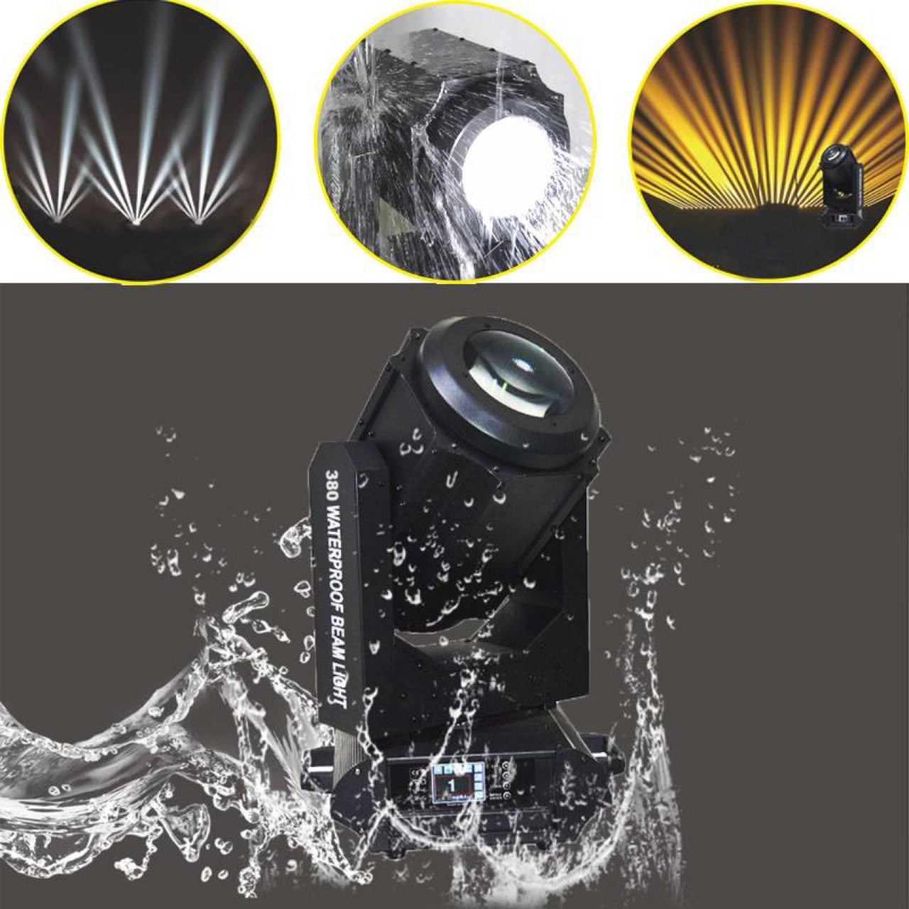 Luce a testa mobile a fascio di 380 W con grado di protezione IP impermeabile